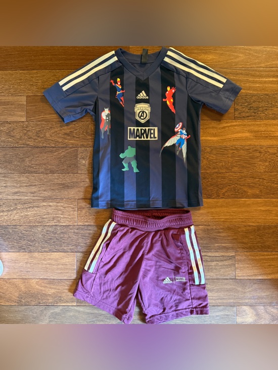 adidas Other - Adidas Kids Marvel Navy Blue Soccer Jersey Set Size 5T